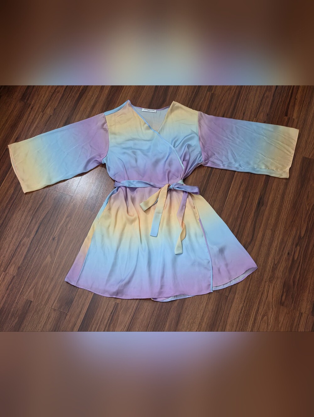 Amanda Uprichard Pastel Ombre Wrap Robe in Lavender, Blue & Yellow